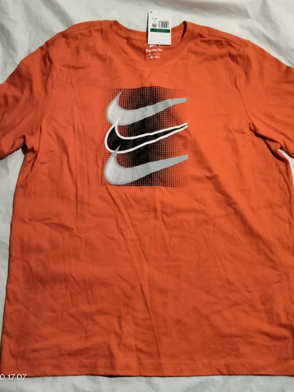Nike T-Shirt Mens Size XL Orange 3 Checks Center Logo Graphic Tee 90s IX6424-891
